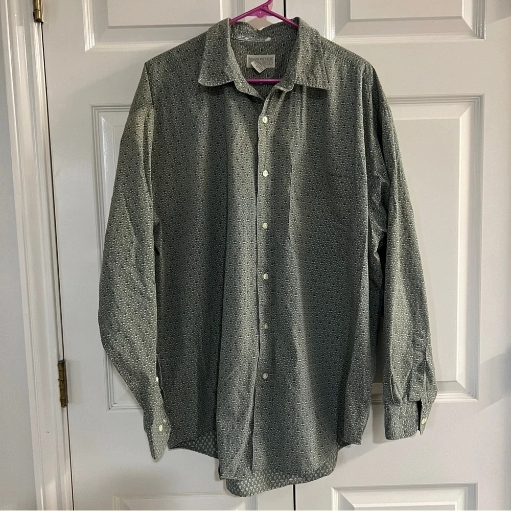 VINTAGE Banana Republic Safari & Travel Shirt Green Blue Wh  size XL